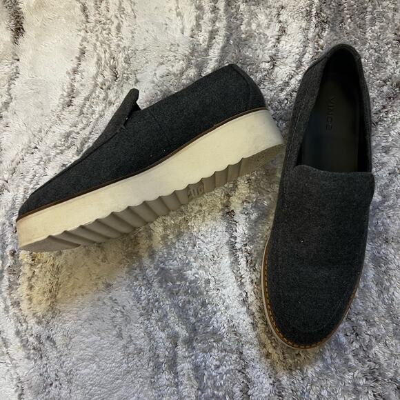 Vince Zeta Gray Felt Platform Loafers – Size 9 - Picture 9 of 10
